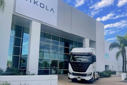 Nikola truck in front of facility