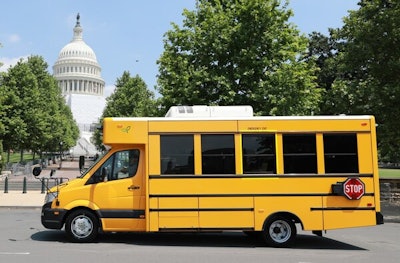 A GreenPower Type A Nano BEAST in front of the nation's capitol.