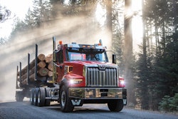 Western Star truck with a logging trailer