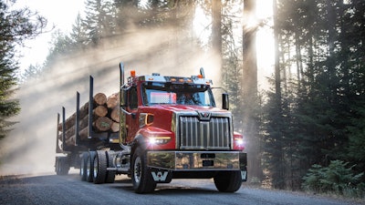 Western Star truck with a logging trailer
