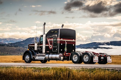 A Kenworth W900 Limited Edition on the road.