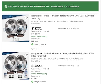 eBay Motors listing