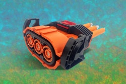 An orange-and-black three-pole connector