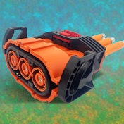 An orange-and-black three-pole connector