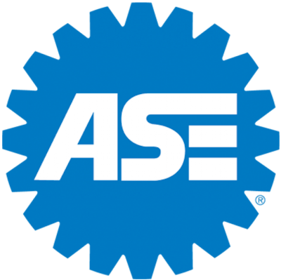 A blue ASE logo.