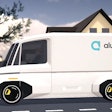A white Alumobility van on a simulated street.