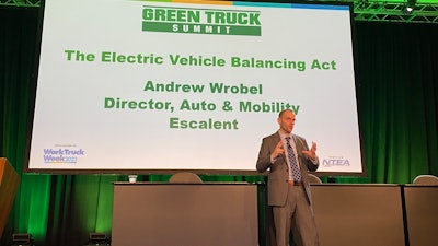 Escalent’s Andrew Wrobel speaking at the Green Truck Summit