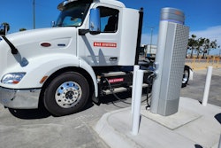 Semi Truck charging at an EV charging station