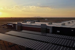 Solar panels on the roof of the Nikola Arizona facility.