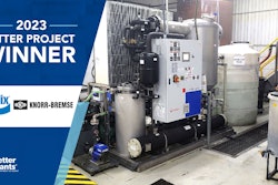 A picture of equipment with the caption 2023 Better Project winner and the Better Plants logo along with the Bendix and Knorr-Bremse logos.