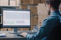 Data on a warehouse computer screen
