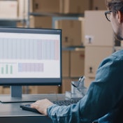 Data on a warehouse computer screen