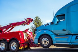 Truck being towed away