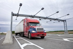 Semi truck pulled over at a weigh station