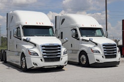 Freightliner trucks in a lot