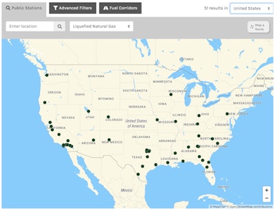 The Department of Energy's Alternative Fuels Data Center shows only 51 public LNG stations across the U.S.