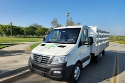 A white utility truck.