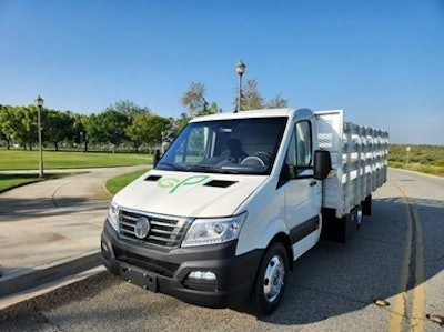 A white utility truck.