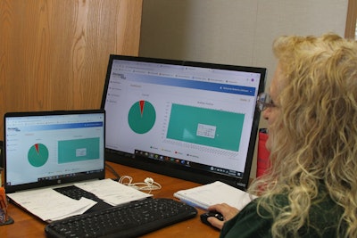 Computer screens showing data from PressurePro tire sensors.