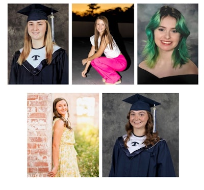 Five smiling high school graduates.