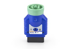A small blue plug-in device with the NEXQI logo.