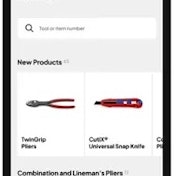 A screenshot of the KNIPEX app showing new products and a search bar.