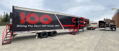 A specially marked Kenworth 100th anniversary 53-foot Great Dane trailer.