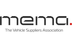 The MEMA logo in white, red and black