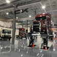 Mack's new showroom floor at their newly reopened Experience Center now features a truck lift. The Mack Anthem shown on the lift above provided plenty of clearance to get under the truck for a closer view (see photo below).