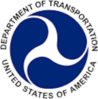 The U.S. Department of Transportation logo in blue, black and white.