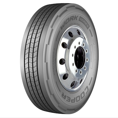 A picture of a tire that reads Cooper Work Series