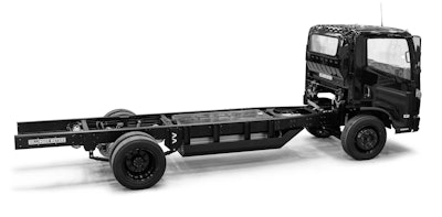 A black all-electric B4 chassis cab.