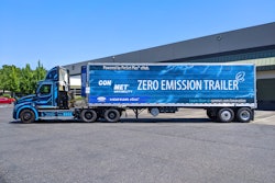 Penske's electric freightliner eCascadia and ConMet's electric nMotion reefer trailer