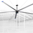A giant fan in an open commercial or industrial space.