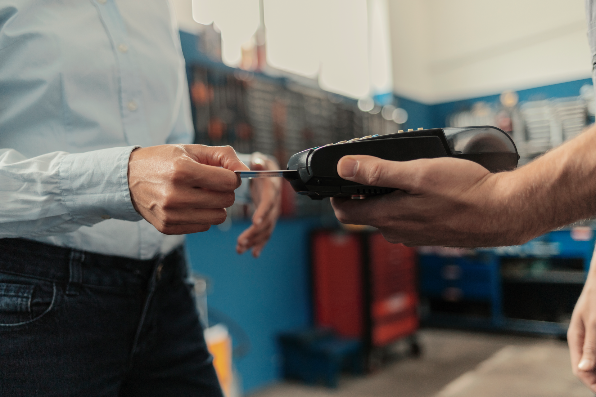 Credit card purchase in shop