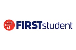 The First Student logo with a red circle and white geometric line and navy blue letters.