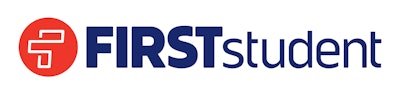 The First Student logo with a red circle and white geometric line and navy blue letters.