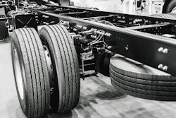 Truck chassis in production line