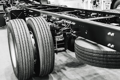 Truck chassis in production line