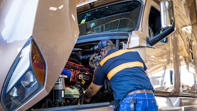 Love's diesel technician at work