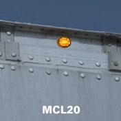 A picture of three orange lights on back of a trailer. The MCL2300 is rectangular, the MCL20 is an oval and the MCL16T is round.