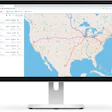 A screenshot of a map with multicolored routes.
