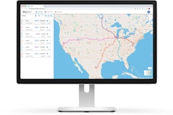 A screenshot of a map with multicolored routes.