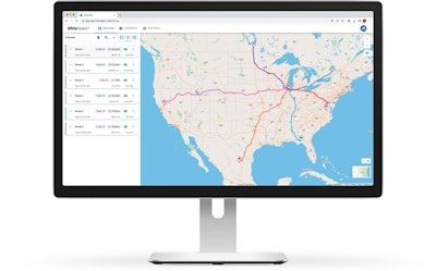A screenshot of a map with multicolored routes.