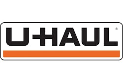 The U-Haul logo in black, white and orange.