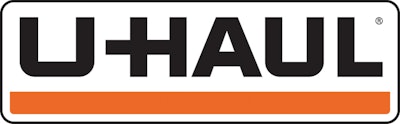 The U-Haul logo in black, white and orange.