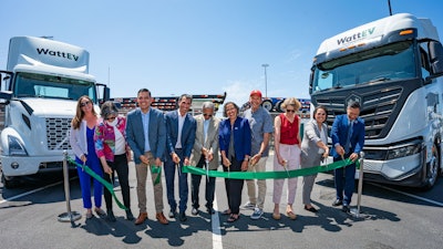 Ribbon cutting at new charging station at Port of Long Beach