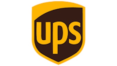 The UPS logo in brown and gold.