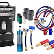 An array of products by AirSept, including a large machine, filters, hoses, and connectors.