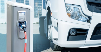 Electric truck charging, zoomed in image
